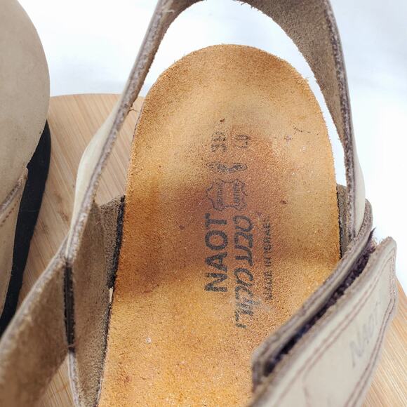 Naot Sandals Womens 39 Kayla Brown Leather Strappy Low Wedge Comfort Shoes - Picture 5 of 14